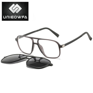 Polarized Magnet Clip On Glasses Frame Men Optical Myopia Eyeglasses Frame Prescription Black Magnet Clip On Sunglasses Male