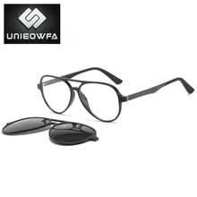 Carica l&#39;immagine nel visualizzatore di Gallery, Polarized Magnet Clip on Glasses Frame Men Aviation Prescription Eyeglasses Frame Optical Myopia Pilot Magnet Clip On Sunglasses