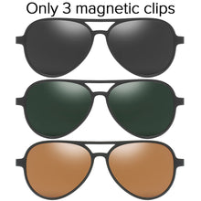 Carica l&#39;immagine nel visualizzatore di Gallery, Polarized Magnet Clip on Glasses Frame Men Aviation Prescription Eyeglasses Frame Optical Myopia Pilot Magnet Clip On Sunglasses
