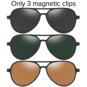 Polarized Magnet Clip on Glasses Frame Men Aviation Prescription Eyeglasses Frame Optical Myopia Pilot Magnet Clip On Sunglasses