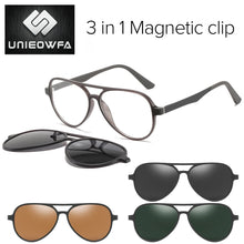 Carica l&#39;immagine nel visualizzatore di Gallery, Polarized Magnet Clip on Glasses Frame Men Aviation Prescription Eyeglasses Frame Optical Myopia Pilot Magnet Clip On Sunglasses