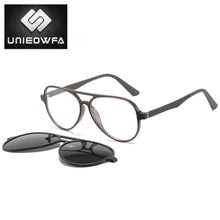 Carica l&#39;immagine nel visualizzatore di Gallery, Polarized Magnet Clip on Glasses Frame Men Aviation Prescription Eyeglasses Frame Optical Myopia Pilot Magnet Clip On Sunglasses