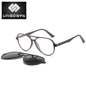 Polarized Magnet Clip on Glasses Frame Men Aviation Prescription Eyeglasses Frame Optical Myopia Pilot Magnet Clip On Sunglasses