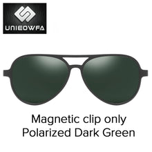 Carica l&#39;immagine nel visualizzatore di Gallery, Polarized Magnet Clip on Glasses Frame Men Aviation Prescription Eyeglasses Frame Optical Myopia Pilot Magnet Clip On Sunglasses