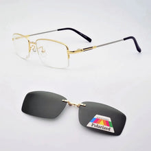Load image into Gallery viewer, Polarized Magnetic Sleeve Mirror Men&#39;s Myopia Magnet Sunglasses Adsorption Clip On Glasses Frame Square Silver Thin Temples