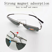 Load image into Gallery viewer, Polarized Magnetic Sleeve Mirror Men&#39;s Myopia Magnet Sunglasses Adsorption Clip On Glasses Frame Square Silver Thin Temples