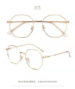 Polygonal myopia glasses frame men's fashion flat light eye protection plain beauty artifact women can match degree glasses fram