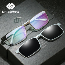 Load image into Gallery viewer, Prescription Eyeglasses Frame Myopia Magnetic Clip On Glasses Frame Men Optical Polarized Magnet Clip Sunglasses Men Rectangle