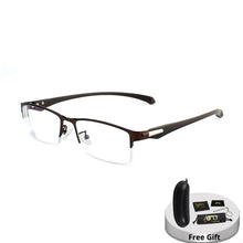 Load image into Gallery viewer, Progressive Multifocal Reading Glasses For Men Anti Blue Ray Metal Rectangular Half-Frame Eyewear +125+175+225+275