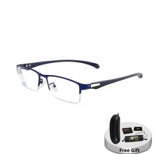 Load image into Gallery viewer, Progressive Multifocal Reading Glasses For Men Anti Blue Ray Metal Rectangular Half-Frame Eyewear +125+175+225+275