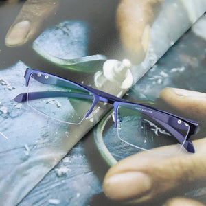Progressive Multifocal Reading Glasses For Men Anti Blue Ray Metal Rectangular Half-Frame Eyewear +125+175+225+275