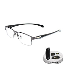 Load image into Gallery viewer, Progressive Multifocal Reading Glasses For Men Anti Blue Ray Metal Rectangular Half-Frame Eyewear +125+175+225+275
