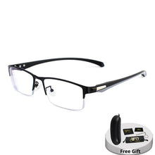Load image into Gallery viewer, Progressive Multifocal Reading Glasses For Men Anti Blue Ray Metal Rectangular Half-Frame Eyewear +125+175+225+275