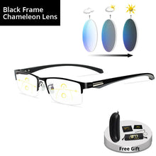 Load image into Gallery viewer, Progressive Multifocal Reading Glasses Frames Men Photochromic Sunglasses Chameleon Lens Metal Rectangular Eyeglasses Frame