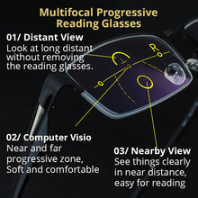 Load image into Gallery viewer, Progressive Multifocal Reading Glasses Frames Men Photochromic Sunglasses Chameleon Lens Metal Rectangular Eyeglasses Frame
