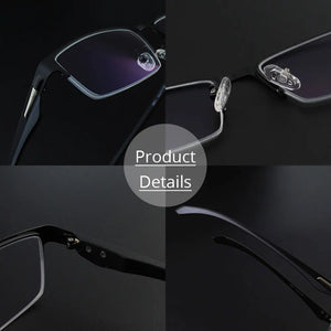 Progressive Multifocal Reading Glasses Frames Men Photochromic Sunglasses Chameleon Lens Metal Rectangular Eyeglasses Frame
