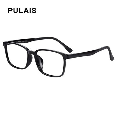 Pulais Anti Blue Light Glasses Men Designer Acetate Frames Eyeglasses for Men Rectangle Style Black Color Eyewear with Lens