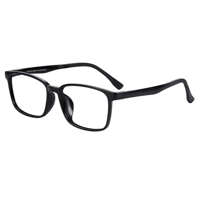 Pulais Anti Blue Light Glasses Men Designer Acetate Frames Eyeglasses for Men Rectangle Style Black Color Eyewear with Lens