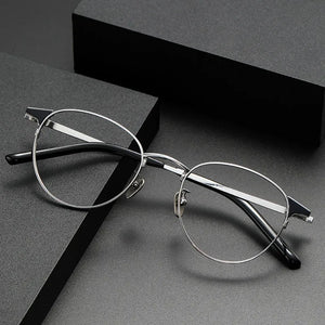 Pure Titanium 999 Japanese Small Face Eyeglasses Frames Round   Men Glasses Women  Prescription Retro Eyewear
