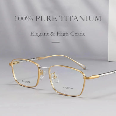 Pure Titanium Eyeglasses Designed Optical Frame Prescription Spectacle Full Rim Glasses Eye glasses Wide Face High Grade Light