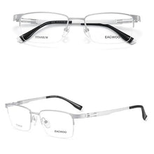 Load image into Gallery viewer, Pure Titanium Eyeglasses Designed Optical Frame Prescription Spectacle Half Rim Glasses Wide Face High Grade Light Business Use