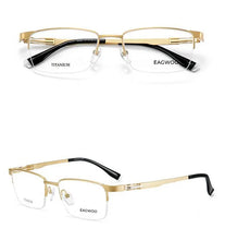 Load image into Gallery viewer, Pure Titanium Eyeglasses Designed Optical Frame Prescription Spectacle Half Rim Glasses Wide Face High Grade Light Business Use