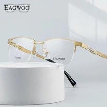 Load image into Gallery viewer, Pure Titanium Eyeglasses Designed Optical Frame Prescription Spectacle Half Rim Glasses Wide Face High Grade Light Business Use