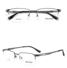 Load image into Gallery viewer, Pure Titanium Eyeglasses Designed Optical Frame Prescription Spectacle Half Rim Glasses Wide Face High Grade Light Business Use