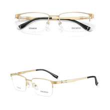 Load image into Gallery viewer, Pure Titanium Eyeglasses Designed Optical Frame Prescription Spectacle Half Rim Glasses Wide Face High Grade Light Business Use