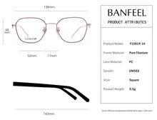 Carica l&#39;immagine nel visualizzatore di Gallery, Pure Titanium Eyeglasses Frame Men Square Myopia Optical Prescription Glasses Frame UNISEX V design Frame Female Eyewear