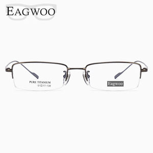 Pure Titanium Eyeglasses Half Rim Optical Frame Prescription Spectacle Frameless Glasses For Men Eye glasses 11952 Slim Temple