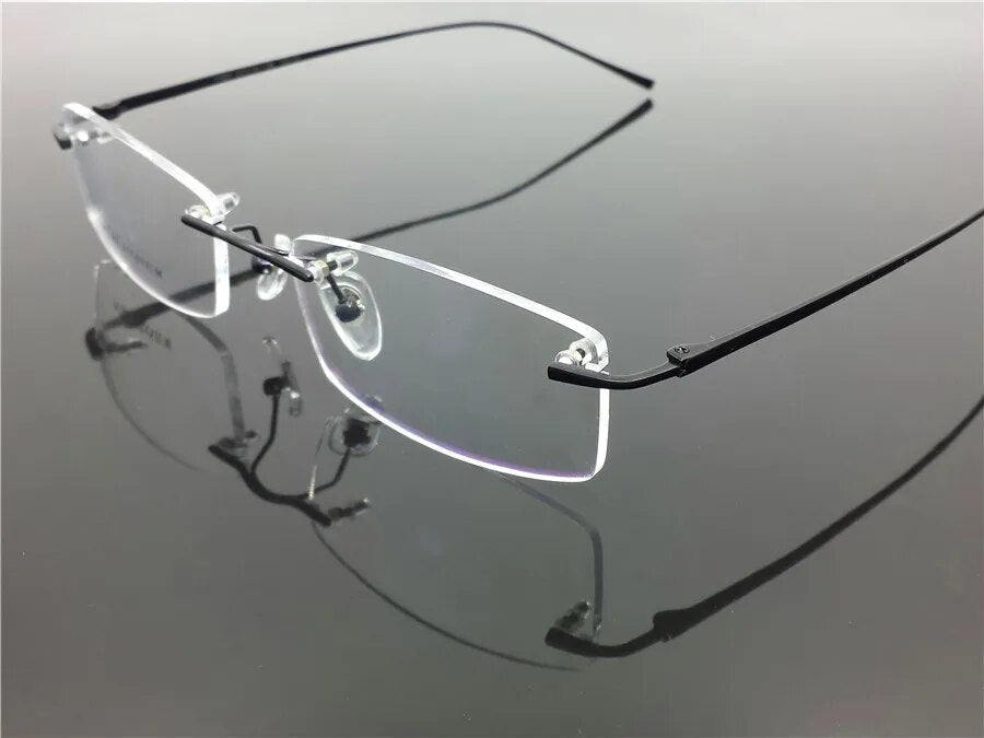 Pure Titanium Eyeglasses Rimless Optical Frame Prescription Spectacle Resize Glasses For Men Slim Temple Framless Eye Glasses