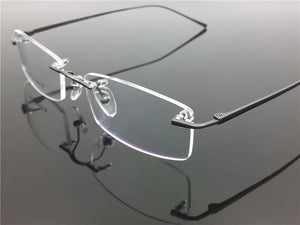 Pure Titanium Eyeglasses Rimless Optical Frame Prescription Spectacle Resize Glasses For Men Slim Temple Framless Eye Glasses