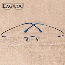 Load image into Gallery viewer, Pure Titanium Eyeglasses Rimless flexible Optical Frame Prescription Spectacle Frameless Glasses Eye glasses 010 Line Temple