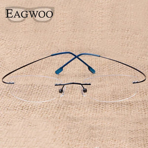 Pure Titanium Eyeglasses Rimless flexible Optical Frame Prescription Spectacle Frameless Glasses Eye glasses 010 Line Temple