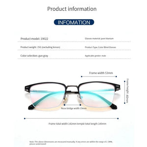 Pure Titanium Frame Color-blindness Glasses Red Green Color Blind Art Chemical Engineering And Driver license Test Eyewear Y124