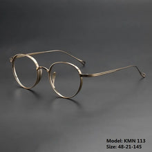 Carica l&#39;immagine nel visualizzatore di Gallery, Pure Titanium Glasses Frame Men Retro Round Oval Eyeglasses Woman Eyewear Handmade Japan Myopia Optical Prescription Lens kmn113