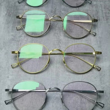 Carica l&#39;immagine nel visualizzatore di Gallery, Pure Titanium Glasses Frame Men Retro Round Oval Eyeglasses Woman Eyewear Handmade Japan Myopia Optical Prescription Lens kmn113