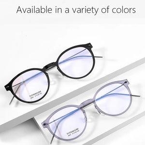 Pure Titanium Glasses Frame Men Retro Round Oval Eyeglasses Woman  Eyewear Myopia Optical Prescription Lens