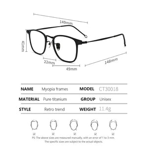Pure Titanium Glasses Frame Men Retro Round Oval Eyeglasses Woman  Eyewear Myopia Optical Prescription Lens