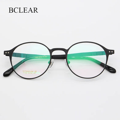 Pure Titanium Glasses Frame for Men Retro Round Prescription Eyeglasses Frames Women  Vintage Myopia Optical Male Eyewear