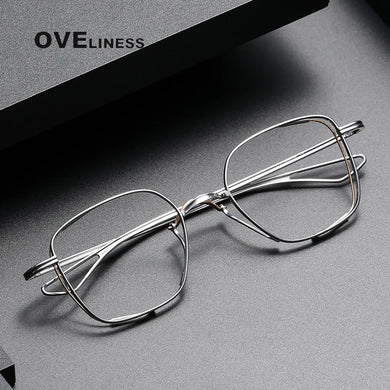 Pure Titanium Glasses Frame for Men Retro Square Prescription Eyeglasses frames Women   Vintage Myopia Optical Eyewear