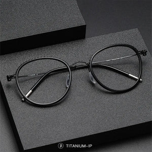 Pure Titanium Glasses Frame for Men Screwless Round Myopia Women Prescription Optical Eyeglasses Eyewear Spectacles Ultralight