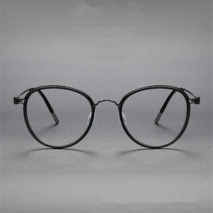 Pure Titanium Glasses Frame for Men Screwless Round Myopia Women Prescription Optical Eyeglasses Eyewear Spectacles Ultralight