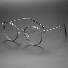 Carica l&#39;immagine nel visualizzatore di Gallery, Pure Titanium Glasses Frame for Men Screwless Round Myopia Women Prescription Optical Eyeglasses Eyewear Spectacles Ultralight