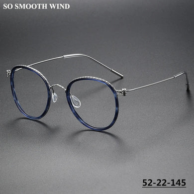 Pure Titanium Glasses Frame for Men Screwless Round Myopia Women Prescription Optical Eyeglasses Eyewear Spectacles Ultralight