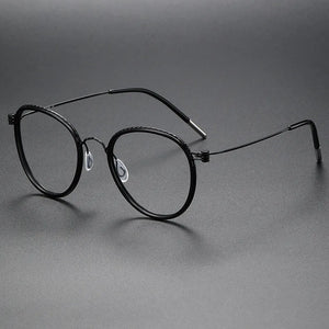 Pure Titanium Glasses Frame for Men Screwless Round Myopia Women Prescription Optical Eyeglasses Eyewear Spectacles Ultralight