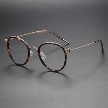 Carica l&#39;immagine nel visualizzatore di Gallery, Pure Titanium Glasses Frame for Men Screwless Round Myopia Women Prescription Optical Eyeglasses Eyewear Spectacles Ultralight