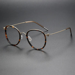 Pure Titanium Glasses Frame for Men Screwless Round Myopia Women Prescription Optical Eyeglasses Eyewear Spectacles Ultralight