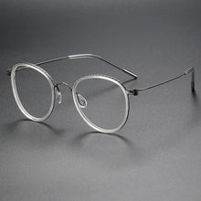 Carica l&#39;immagine nel visualizzatore di Gallery, Pure Titanium Glasses Frame for Men Screwless Round Myopia Women Prescription Optical Eyeglasses Eyewear Spectacles Ultralight